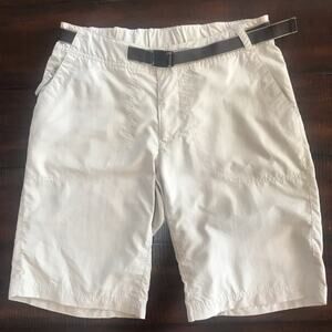 REI Shorts Womens 12 Khaki Bermuda Outdoor Belted Hiking Cargo Nylon Upf 50